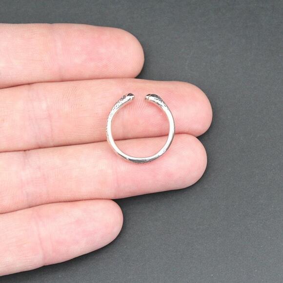 Sterling Silver Adjustable Bone Ring, Unique Bone Ring - Picture 4 of 7